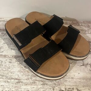 Vionic Brandi Black Platform Slide Sandals